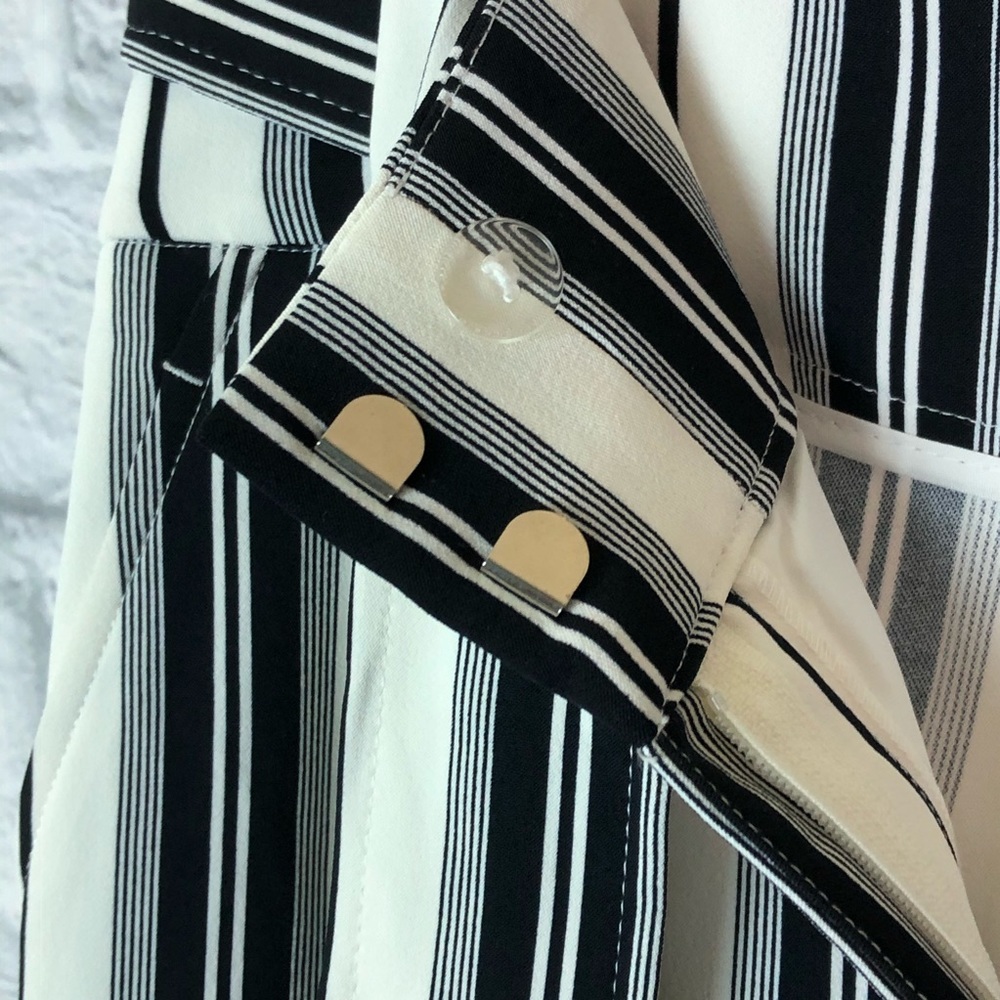 H&M size 6 palazzo high waist belt striped pants - Picture 4 of 5